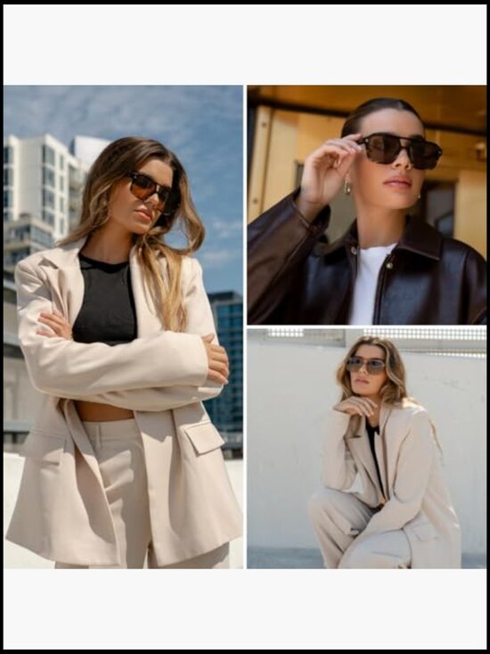 Retro-Inspired Square Double Bridge Aviator Sunglasses, Oversized Polarized UV main image 5